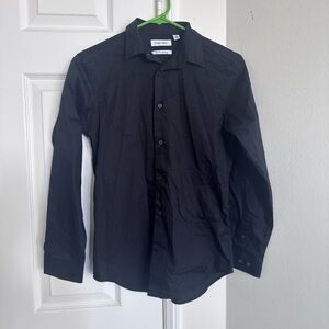 Calvin Klein Boys Slim Black Dress Shirt 16